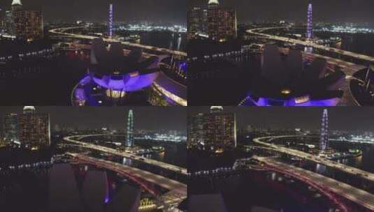 夜晚城市交通航拍高清在线视频素材下载
