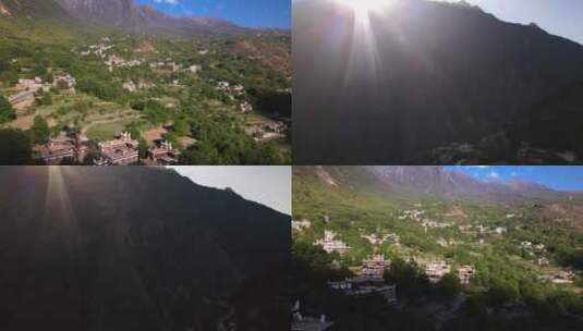 川西丹巴甲居藏寨最美乡村航拍灰度原创抖音高清在线视频素材下载