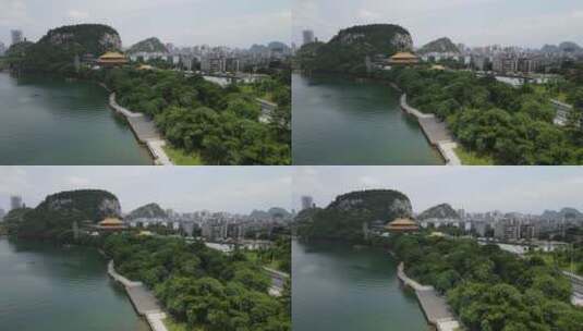 航拍广西柳州文庙古建筑高清在线视频素材下载