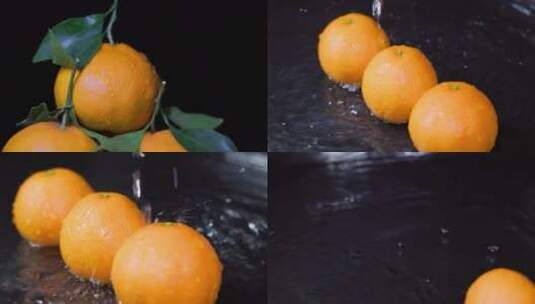 冲洗新鲜橙子柑橘桔子创意碰撞合集诱人4K高清在线视频素材下载