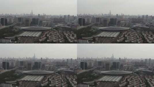 上海南站火车站钢框架结构屋面高清在线视频素材下载