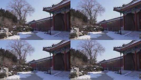冬天落雪四合院古建筑清皇宫 ~高清在线视频素材下载