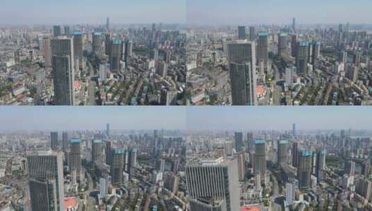 武汉汉口城市风光高楼建筑金融中心航拍高清在线视频素材下载