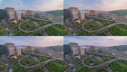 杭州高架桥日转夜延时摄影高清在线视频素材下载