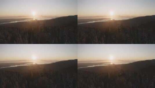 松林里的日落高清在线视频素材下载