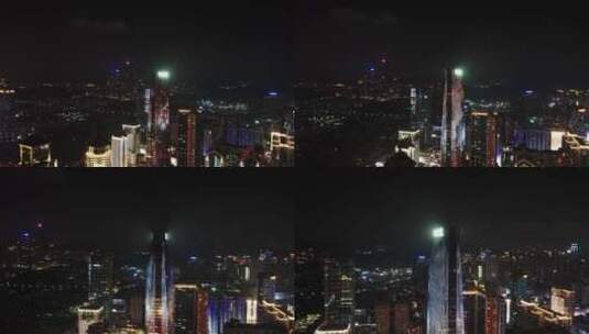 罗湖夜景航拍高清在线视频素材下载