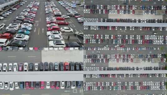 地面停车场4K航拍（6分钟）高清在线视频素材下载