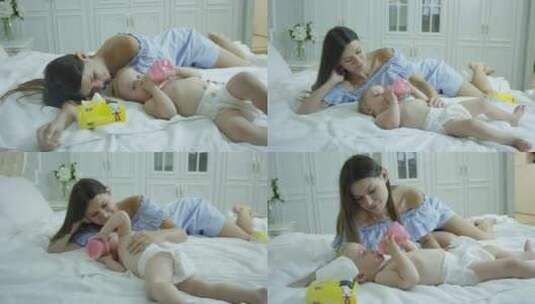 母亲孩子婴儿宝宝 母爱 奶粉 母婴高清在线视频素材下载