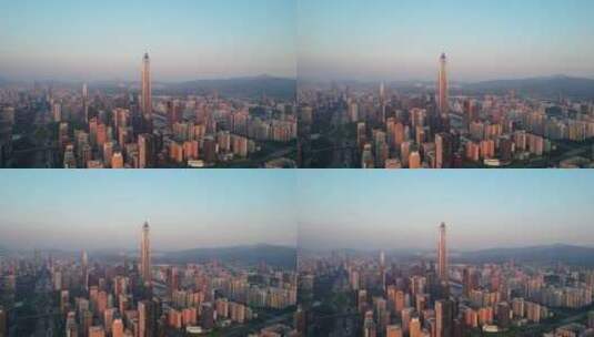 广东深圳福田CBD平安中心城市风光航拍素材高清在线视频素材下载