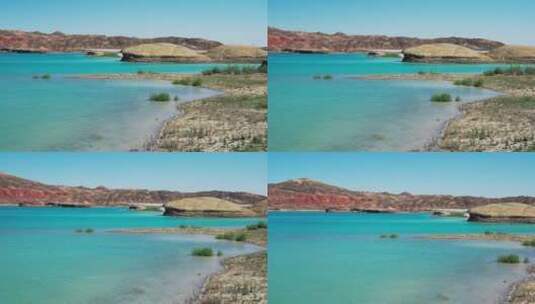 荒漠中翠绿的湖泊高清在线视频素材下载