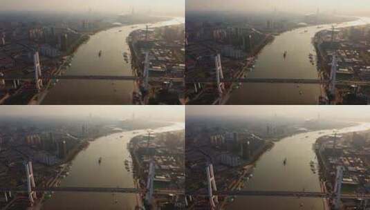 横跨黄浦江的大桥高清在线视频素材下载