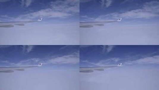 云雾中飞行的飞机机翼高清在线视频素材下载