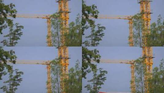 8K意境实拍建筑工地塔吊施工高清在线视频素材下载