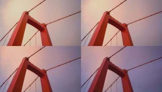 南宁市良庆大桥延时夜景红色桥梁桥墩桥柱高清在线视频素材下载