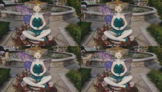 游乐园花仙子雕塑高清在线视频素材下载