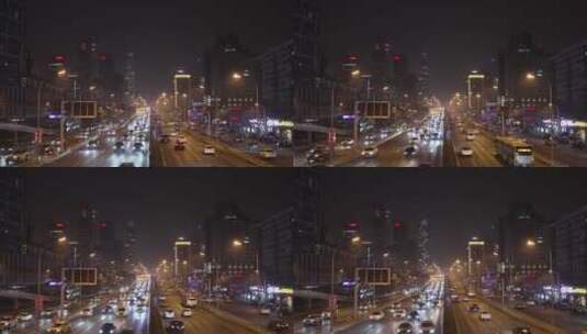 北京国贸桥CBD夜景车流高清在线视频素材下载