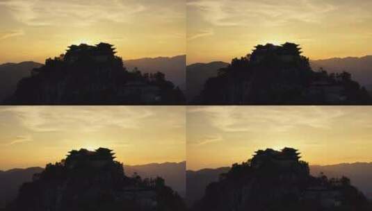 夕阳中的高山道观殿宇高清在线视频素材下载