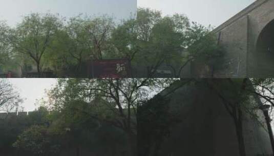 西安车拍绕永宁门古城墙3高清在线视频素材下载