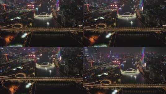 航拍广州大桥交通夜景高清在线视频素材下载