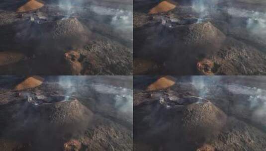 航拍活火山 岩浆喷发高清在线视频素材下载