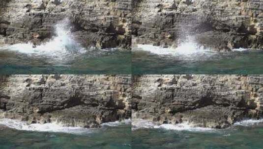 海浪汹涌的海浪 海浪拍打岩石高清在线视频素材下载