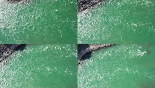 俯瞰绿色的江水高清在线视频素材下载