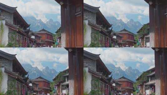 玉龙雪山下的白沙古镇高清在线视频素材下载