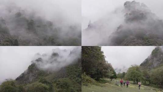 徒步天堂雨崩村自然风光高清在线视频素材下载