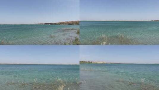 新疆阿勒泰戈壁清澈湖面高清在线视频素材下载