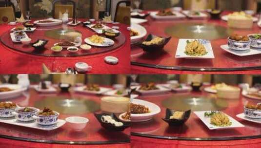 北京烤鸭中国菜菜品转盘/ 中式菜色高清在线视频素材下载