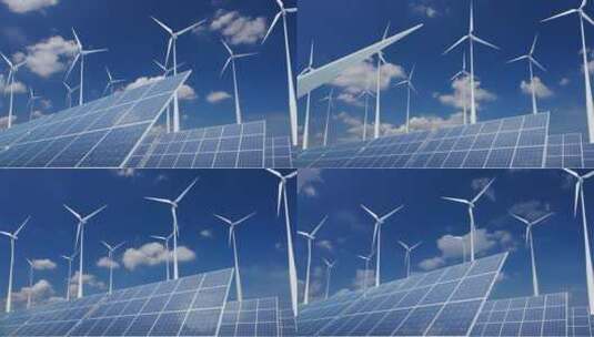 风车转动风能发电绿色能源视频素材高清在线视频素材下载