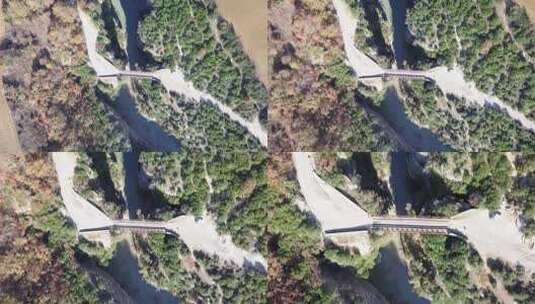 自然风景中峡谷的古桥高清在线视频素材下载