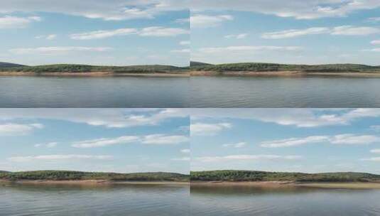 蓝天白云湖泊湿地自然风光4k航拍空镜高清在线视频素材下载