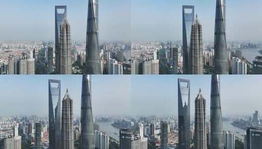 上海浦东陆家嘴金融城地标建筑航拍高清在线视频素材下载