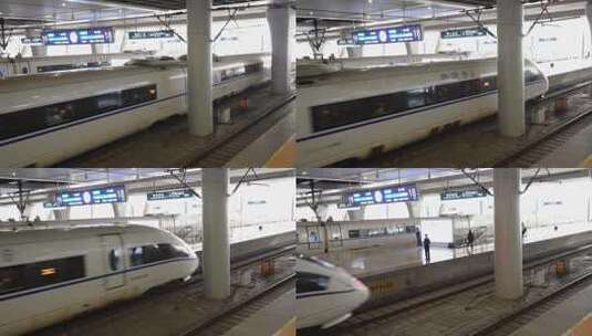 高铁站内的火车动车高清在线视频素材下载