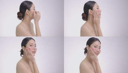 女士使用眼垫清洁皮肤高清在线视频素材下载