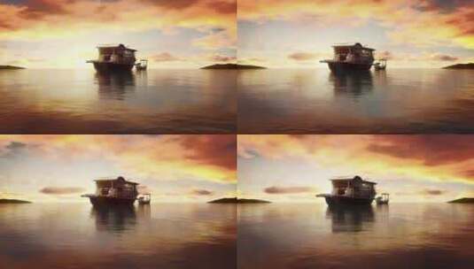 红色嘉兴南湖的红船高清在线视频素材下载