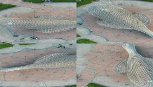 上海滨海司南鱼雕塑高清在线视频素材下载