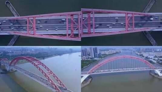 广角航拍广州新光大桥高清在线视频素材下载