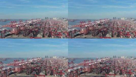 繁忙的港口青岛港风光高清在线视频素材下载