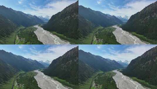 夏塔景区木札特峰昭苏伊犁雪山林场高清在线视频素材下载