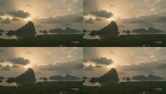 日落时下龙湾的延时景观高清在线视频素材下载
