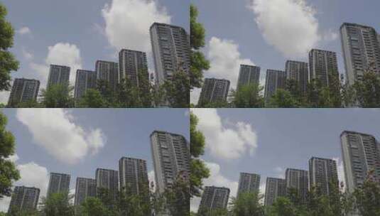 城市建筑蓝天白云延时高清在线视频素材下载