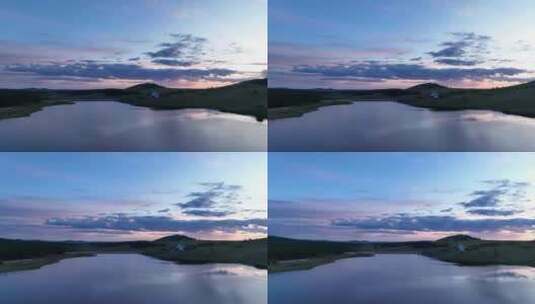 航拍暮色之湖高清在线视频素材下载