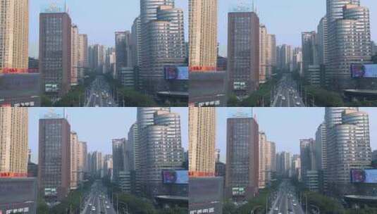 白天重庆城市穿梭希区柯克变焦中轴线高清在线视频素材下载