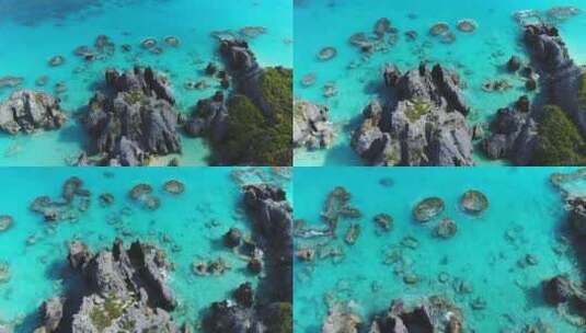 百慕大，岩礁，空中飞行，热带天堂，大西洋，美丽的风景高清在线视频素材下载