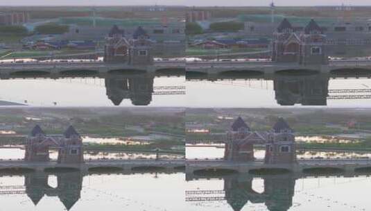 清竖屏航拍新疆布尔津县早晨美景高清在线视频素材下载