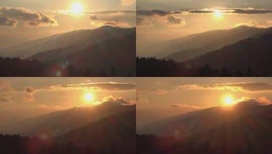 日落时连绵的山脊高清在线视频素材下载