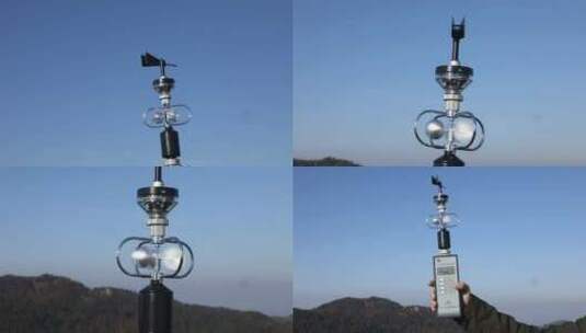 J浙江温州苍南玉苍山山顶测风速4K实拍视频高清在线视频素材下载