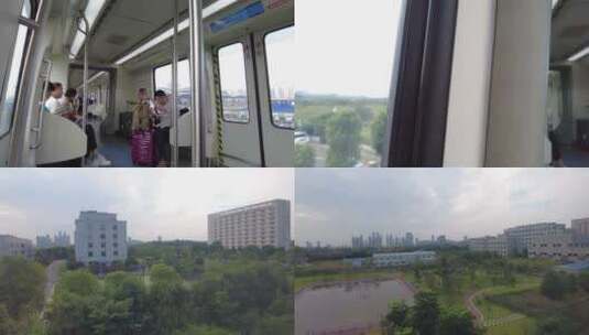 长沙高铁西至黄花机场磁浮列车快线车厢内景高清在线视频素材下载